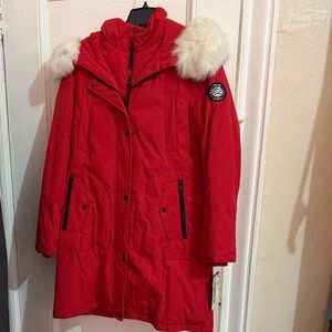 New with tags Women’s 1 Madison Red Parka Jacket with White Fox  Fur Hood